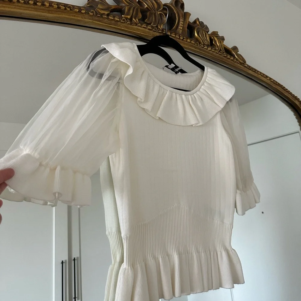 NWOT English Factory White Knit Blouse - Picture 2 of 5